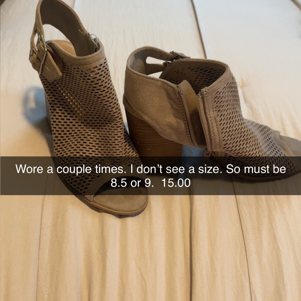 Women's Tan Peep-Toe Ankle Boots